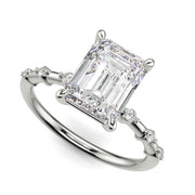 Ariana Emerald Cut Pave 4 Prong Petite Engagement Ring Setting - Nivetta